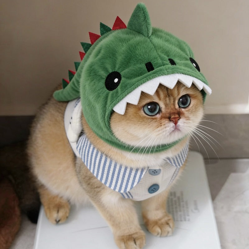 Chapeau chaud à capuche de chat dinosaure