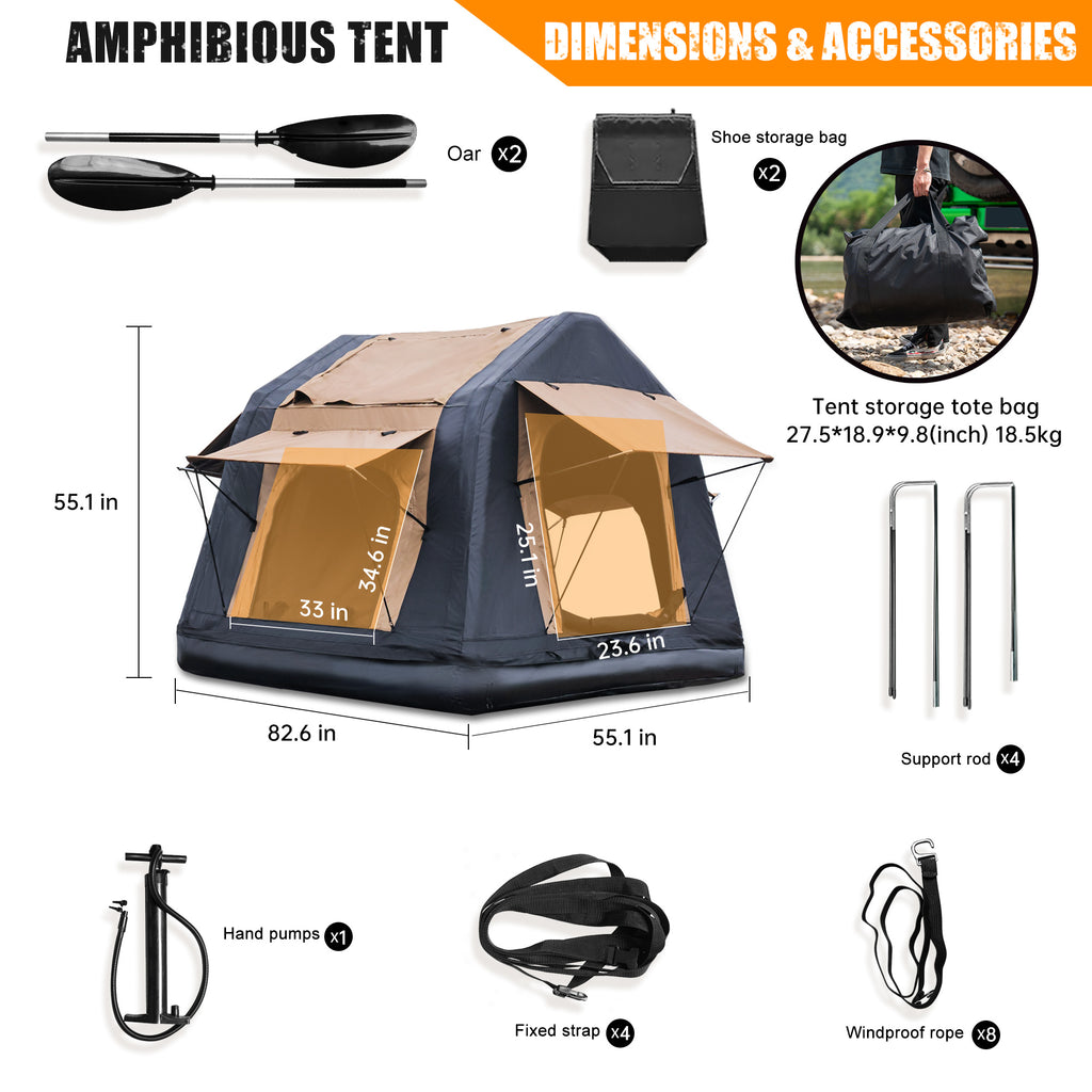Pliable 2-3 personnes Amphibious Gonflage de voiture Top Tente pour camping Glamping extérieur C