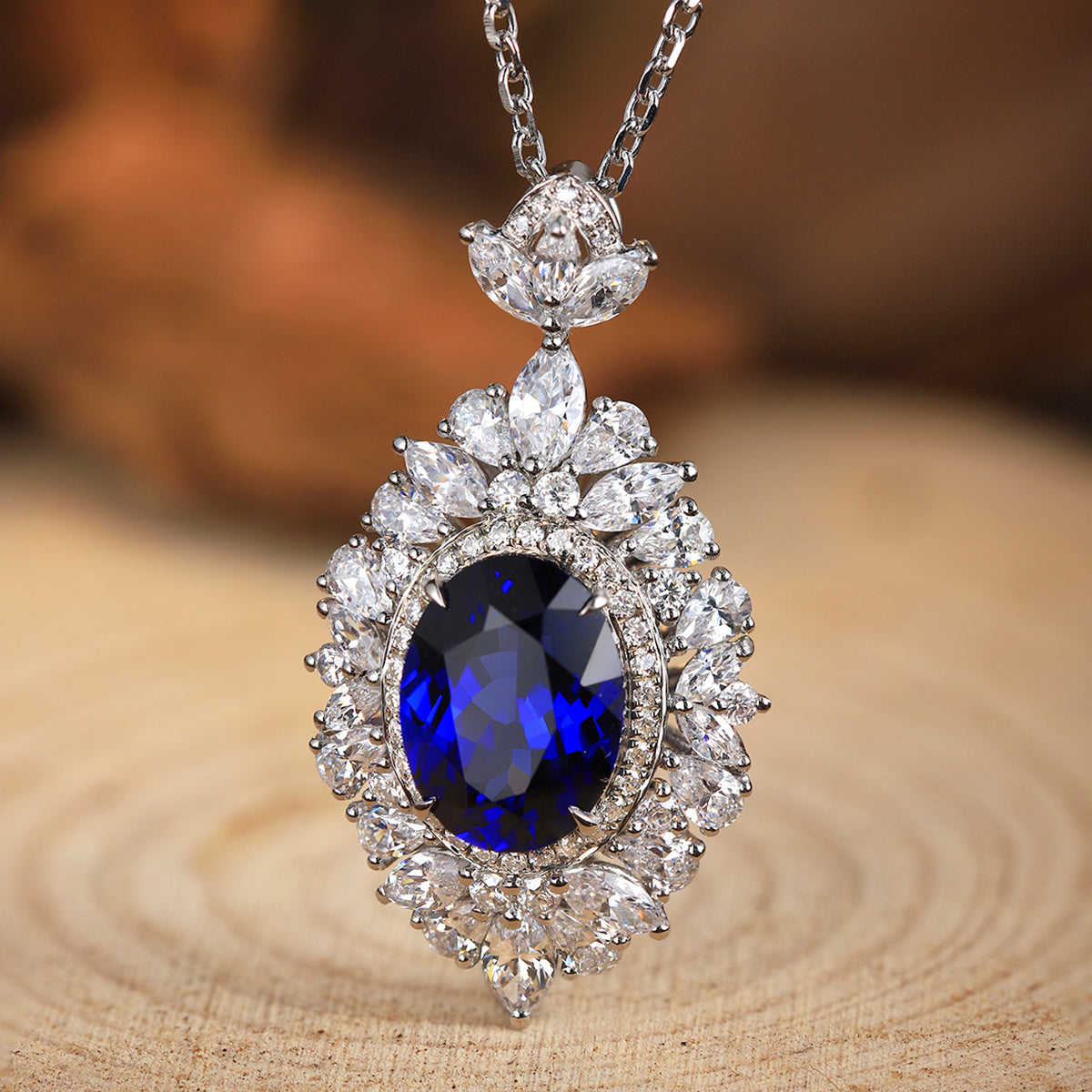 S925 Argent 4.3g Collier en pierre gemme créé par le laboratoire