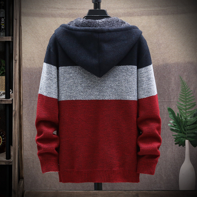Printemps Et Automne Hommes Gradient Plus Velvet Chandail rembourré Grande Taille Manteau Couleur de mode