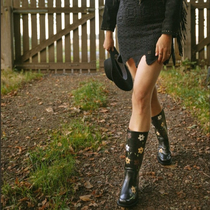 Bottes de denim élégantes à talons hauts