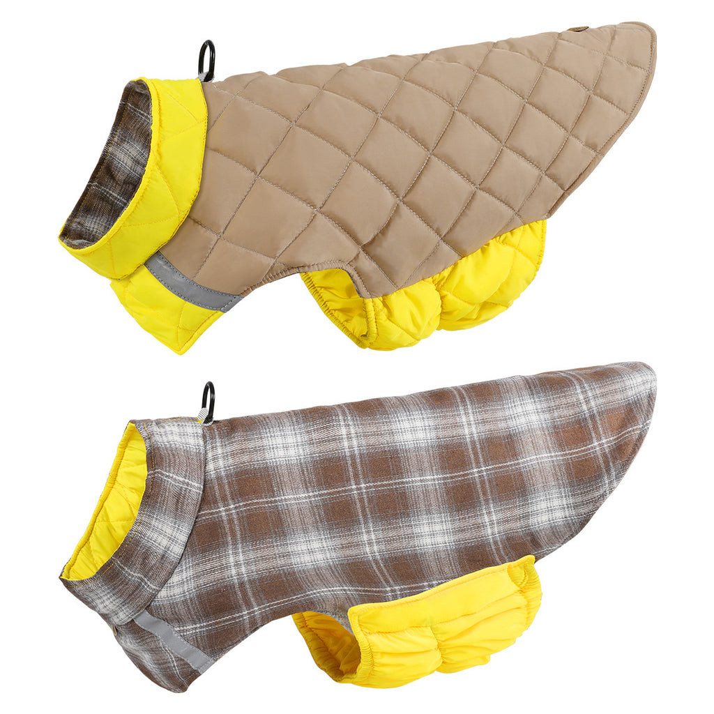 Vêtements de chien pour l'automneHiver Vêtements de chien à deux sides Reflective Plaid Dog Vest Pet Clot