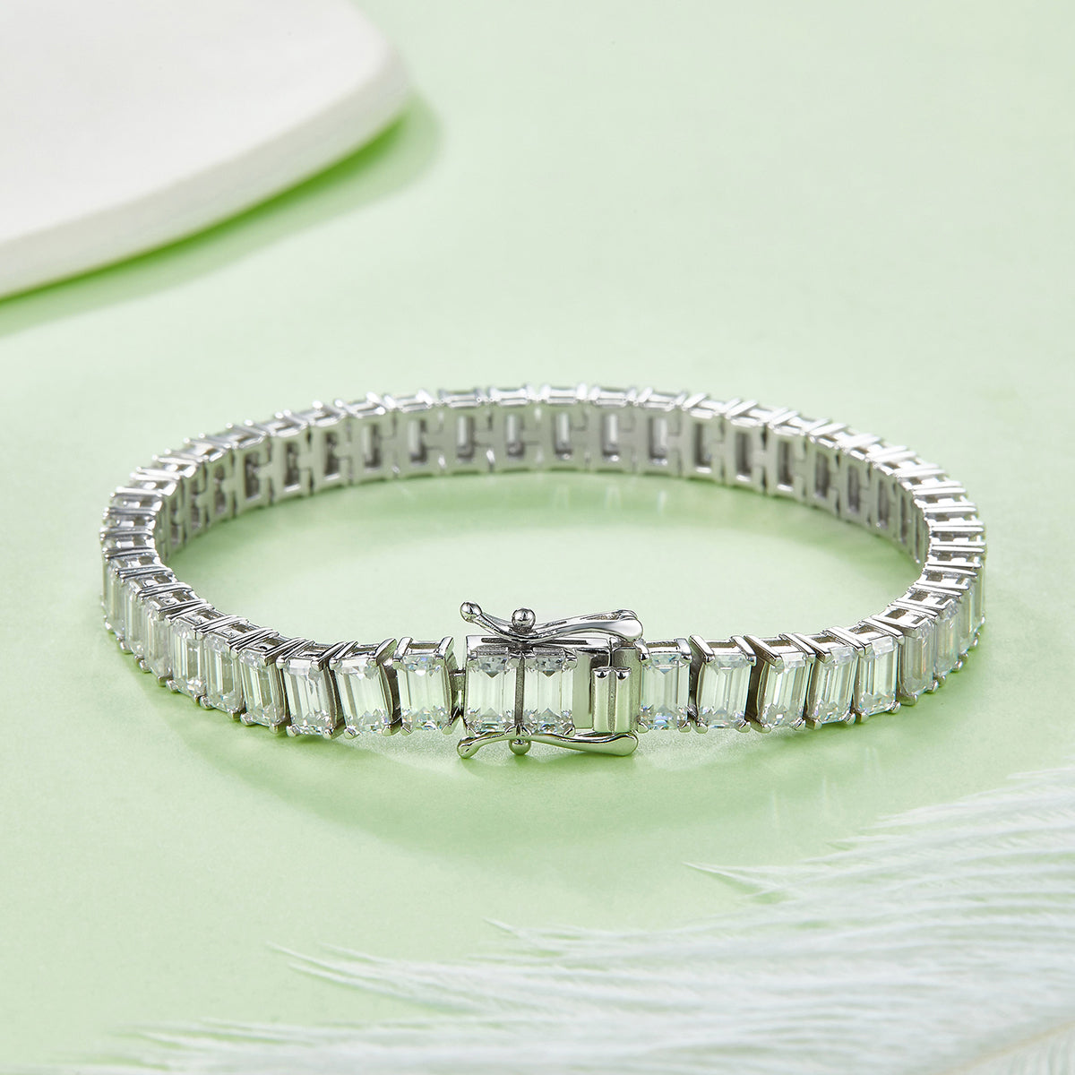 S925 Argent Sterling 5x3mm Baguette Coupe Moissanite Bracelet de tennis D Couleur VVS1 16-18-20cm