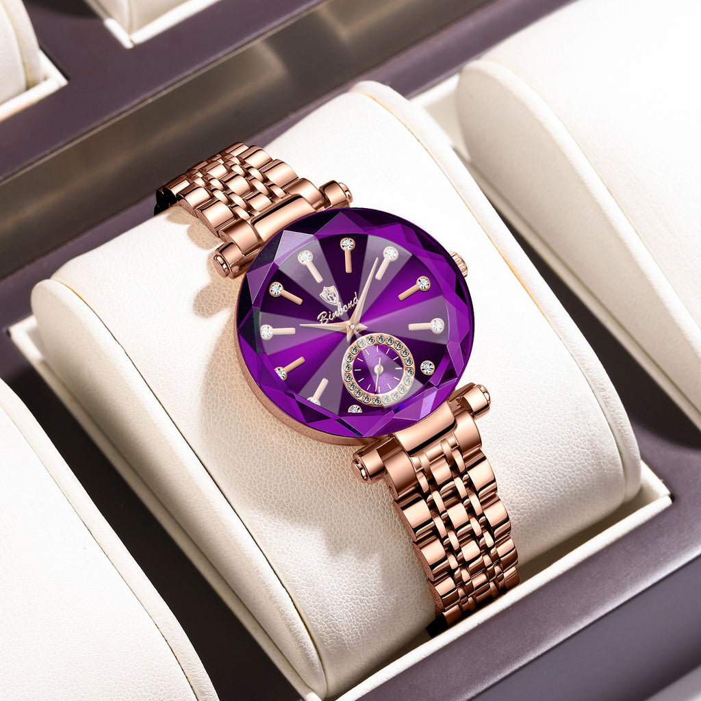 Niche Diamond Ceinture en acier massif Montre imperméable pour femmes