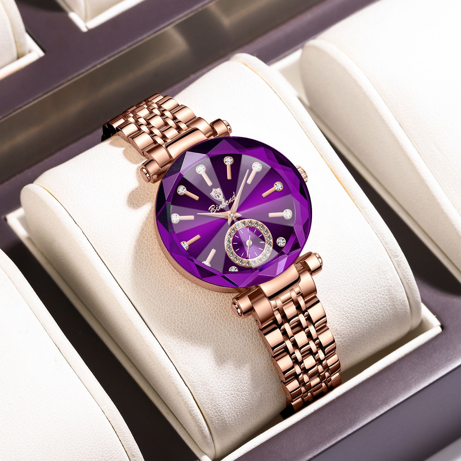 Niche Diamond Ceinture en acier massif Montre imperméable pour femmes
