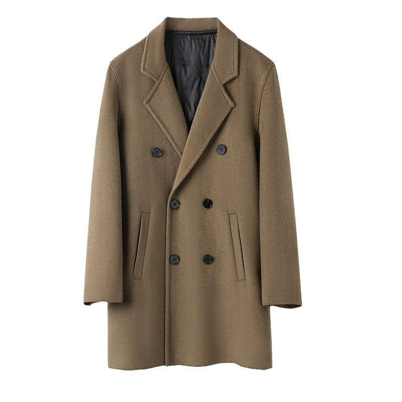 Mi-longueur vers le bas Cashmere double face Manteau occasionnel masculin