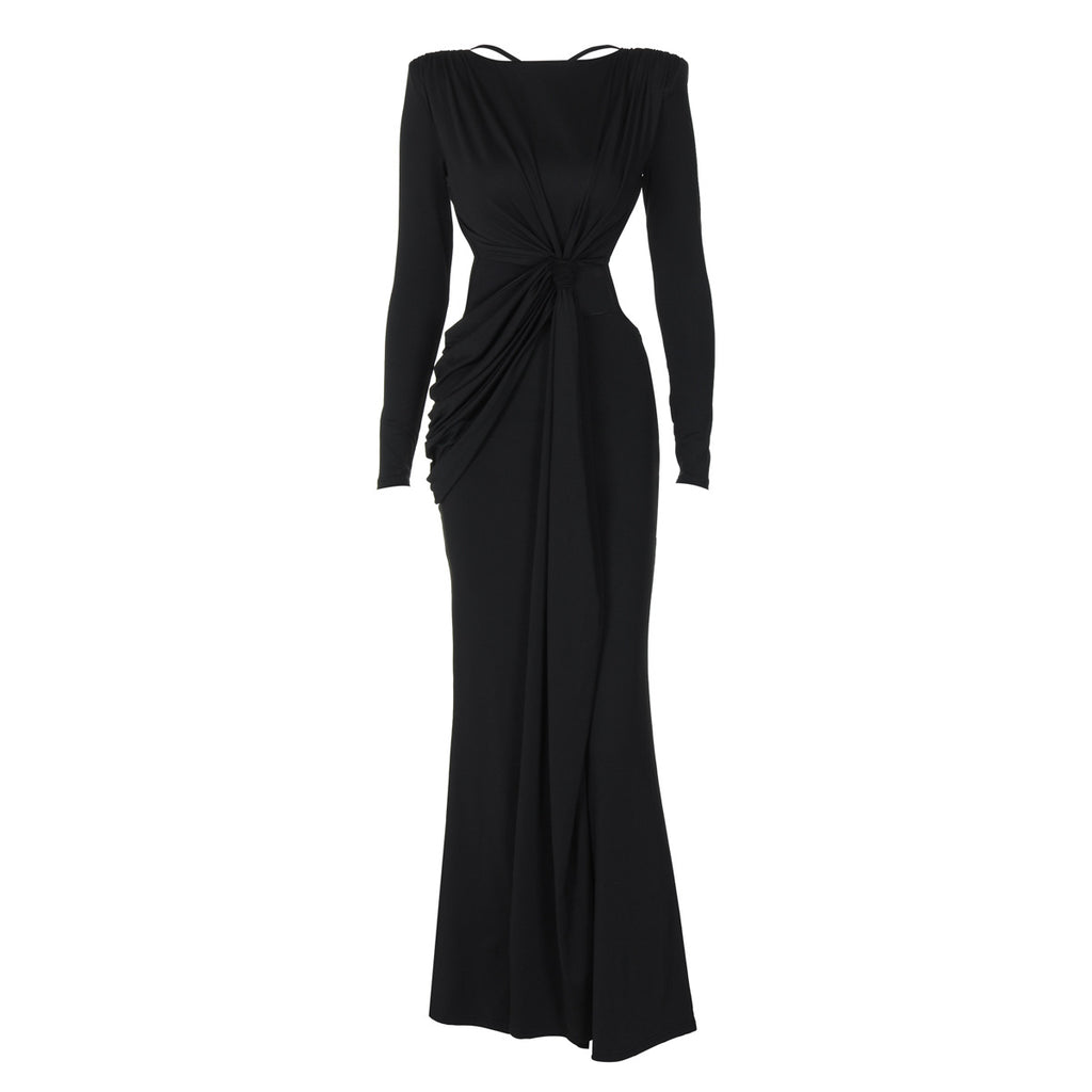 Femme Sexy Girl Retour Robe à manches longues minces