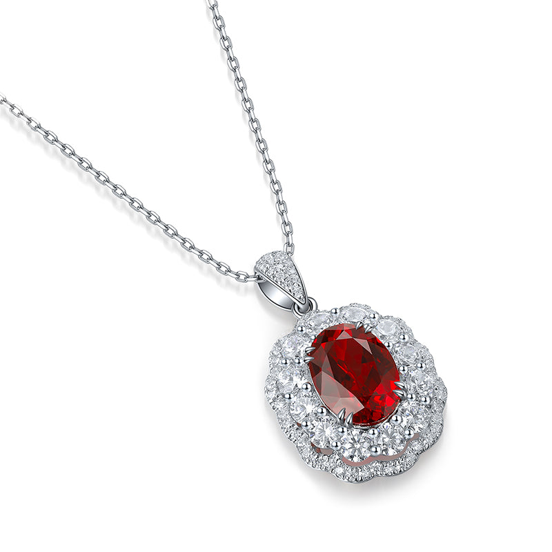 S925 Argent 5.2g Collier Ruby créé en laboratoire