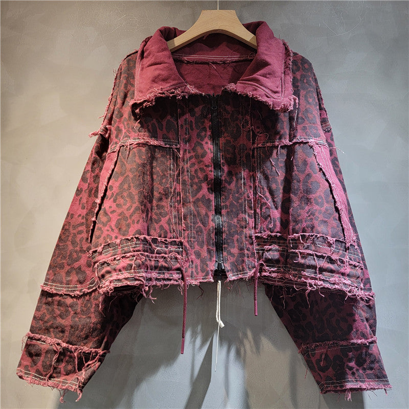 Women's Leopard Print Denim Jacket