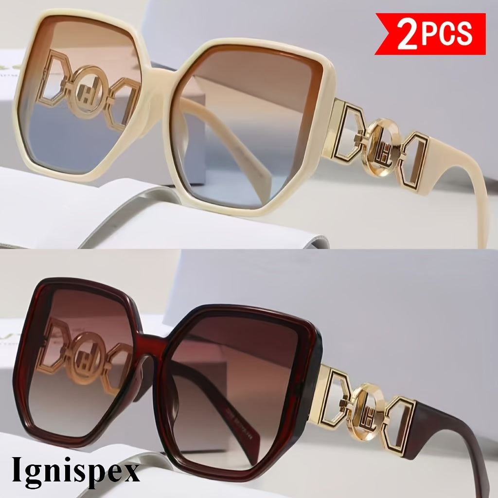 2 Pack Lunettes de soleil carrées surdimensionnées pour femmes