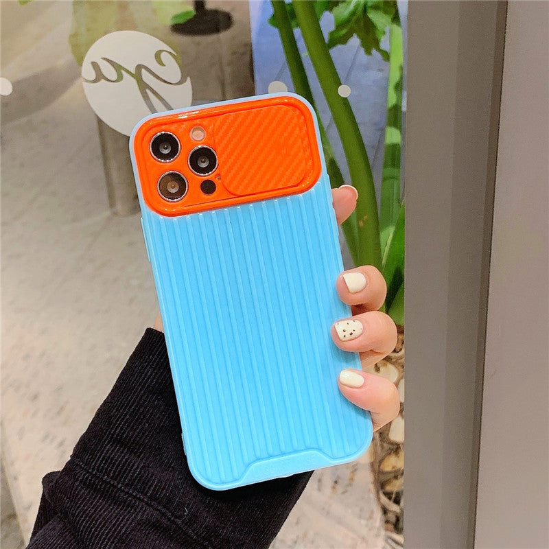 Push-pull Slide Cover Couleur Contraste Soft Shell Anti-drop Mobile Phone Case