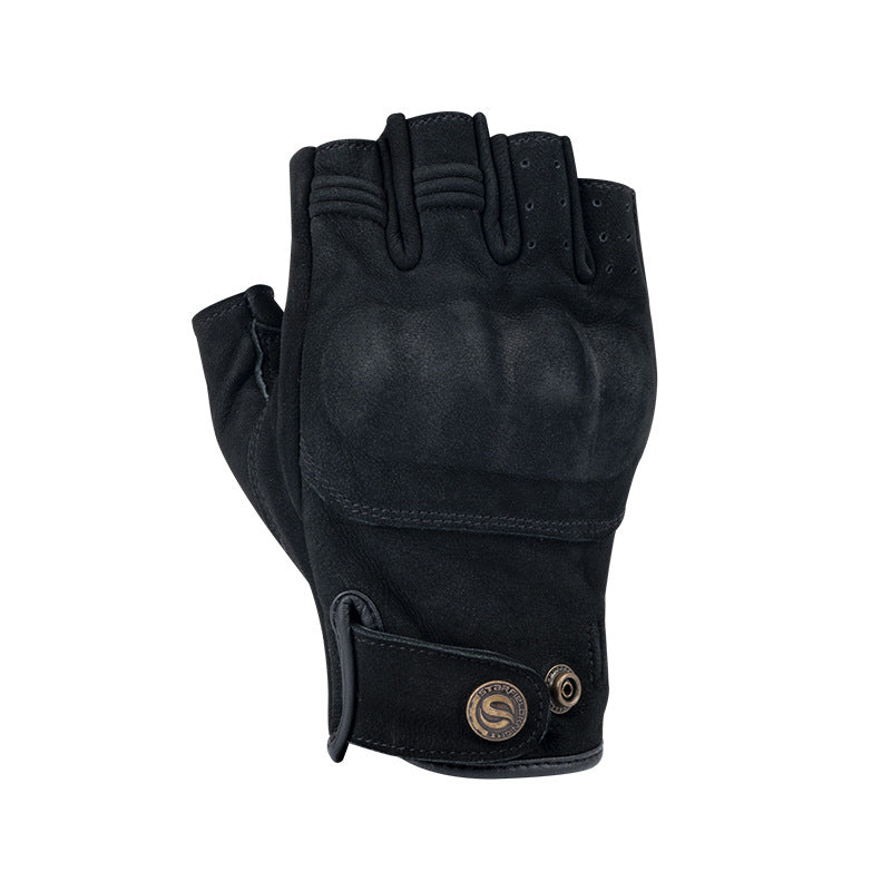 Vintage Leather Half Finger Motorcycle Gloves
