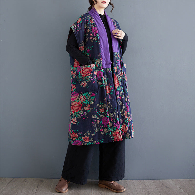 Veste de veste matelassée style chinois vintage artistique