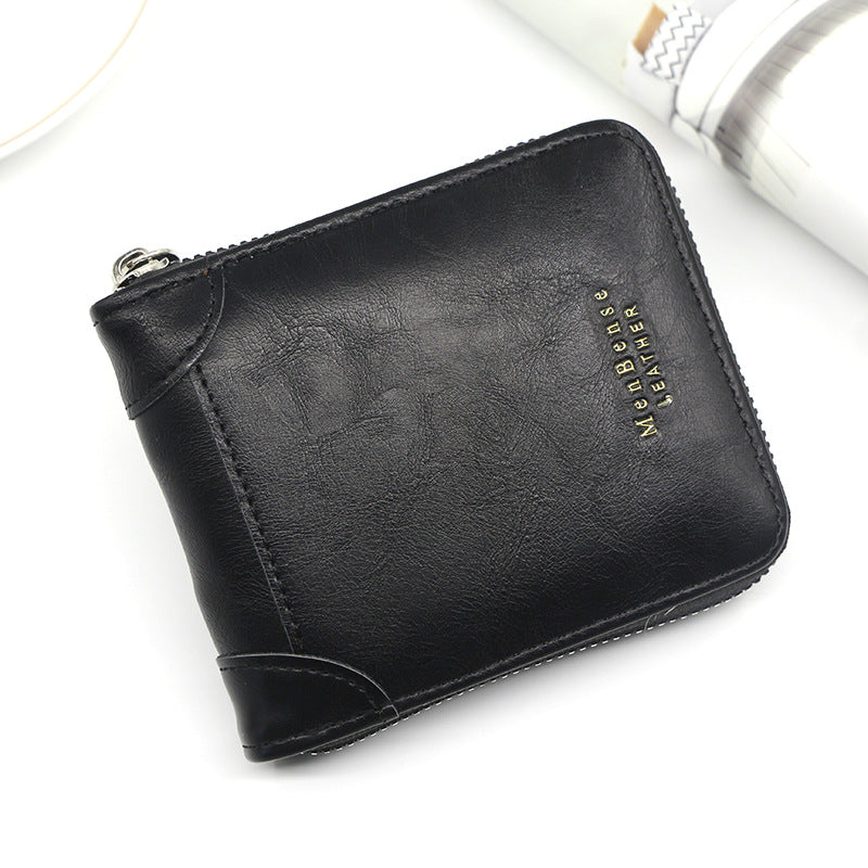 Portefeuille homme court Casual Zipper Pièce Purse