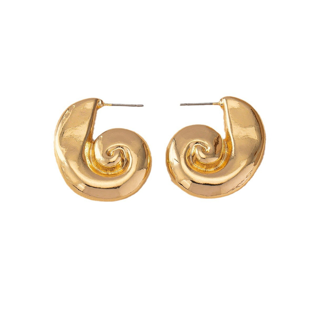 Boucles d'oreilles Convex Spiral - European American Middle Eastern Style Hoop Drop Studs