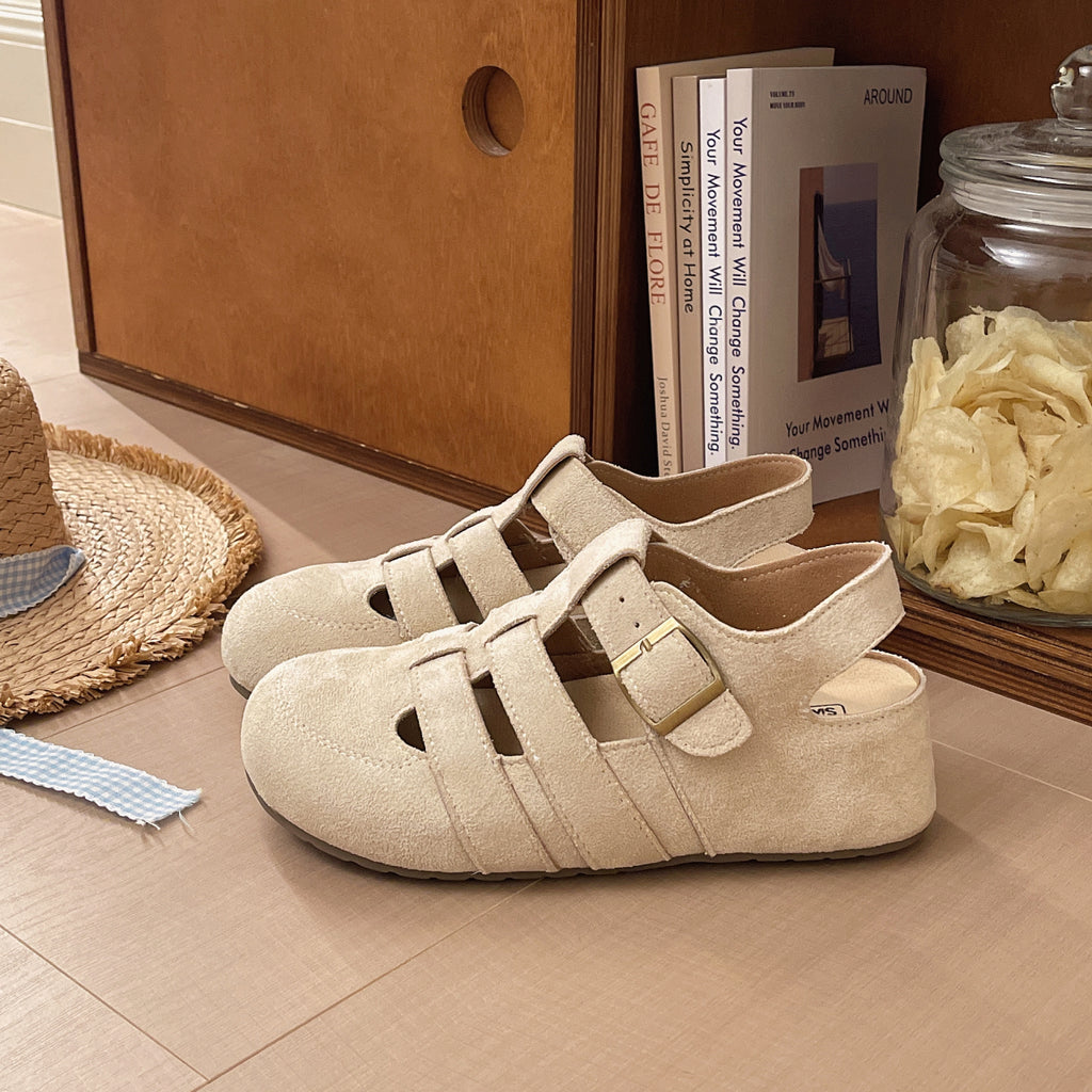 Été Versatile Soft Sole Respirant Hollow Out orteil fermé Invisible Wedge Sandales romaines