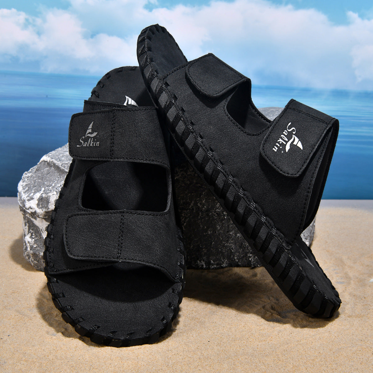Pantoufles en cuir pour hommes