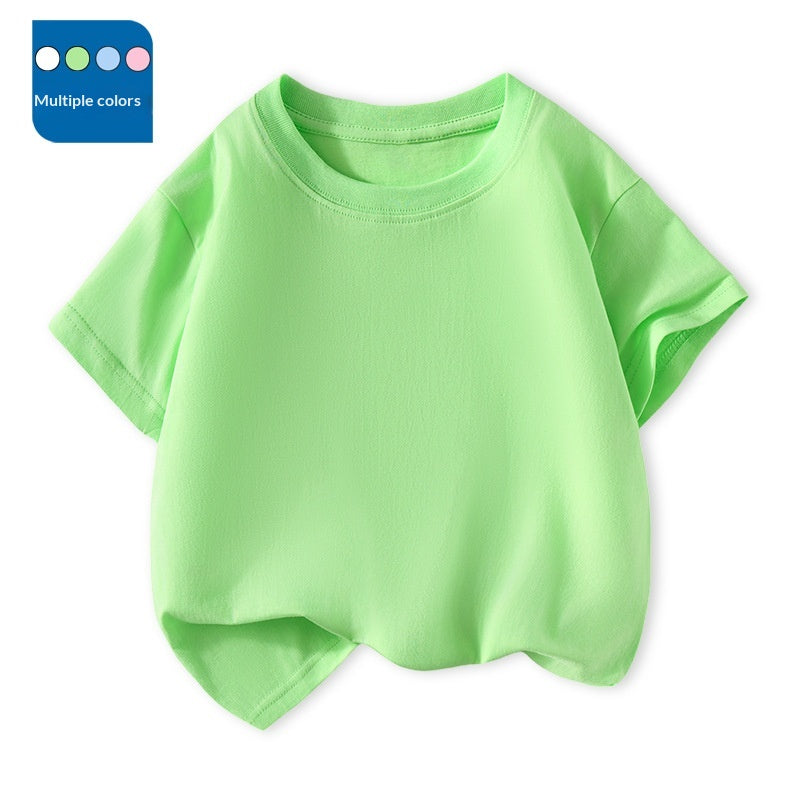 T-Shirt à manches courtes pour enfants Col d'équipage Top polyvalent