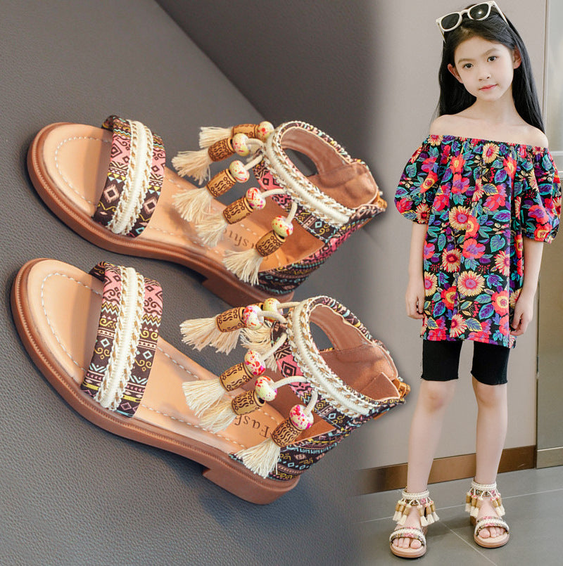 Summer Ethnic Style Retro Kids Roman Sandals