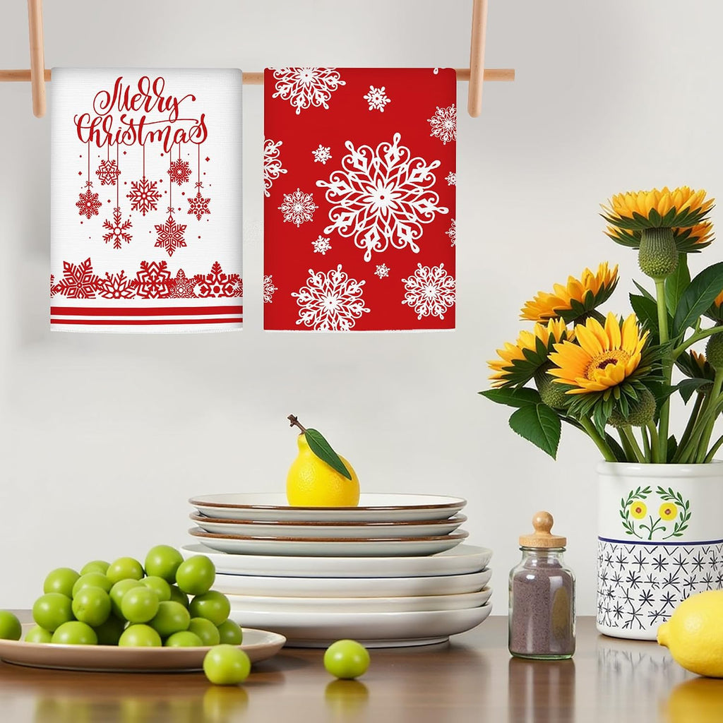 Serviettes de cuisine Red Merry de Noël lot de 2