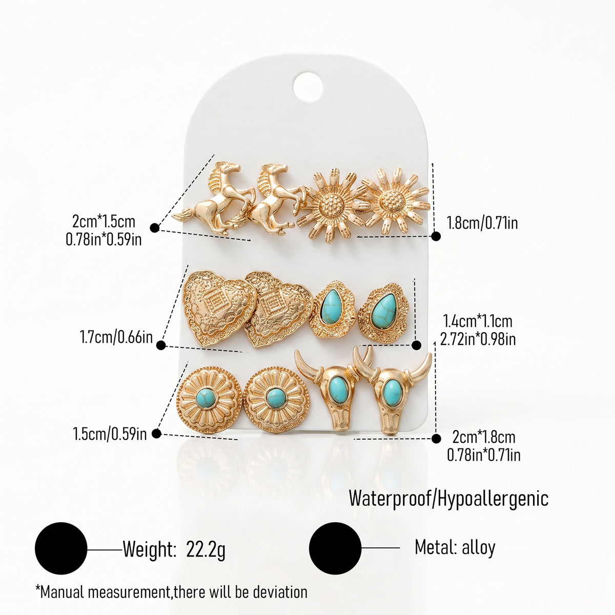 6 paires de boucles d'oreilles de style bohème pour femmes