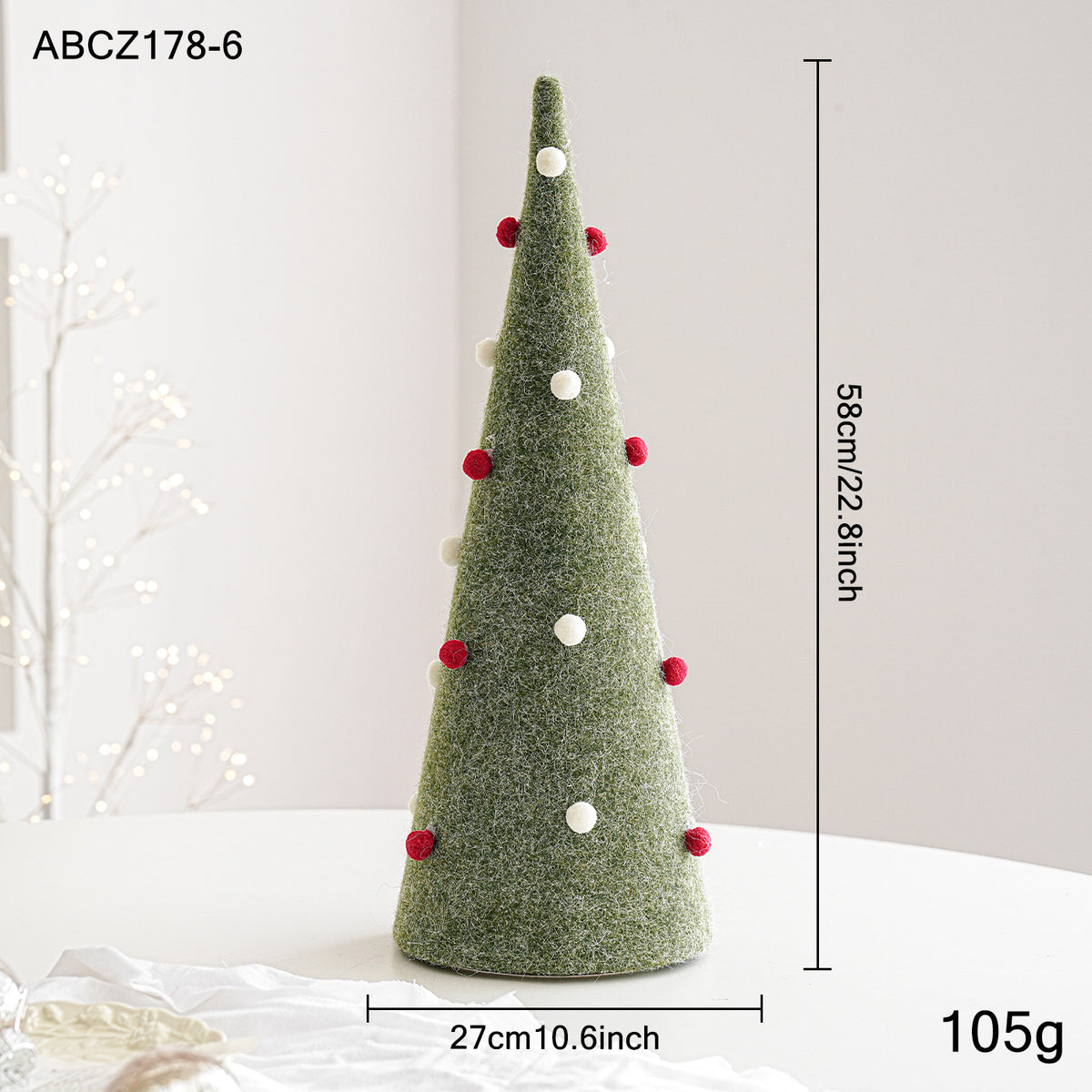Ornement d'arbre de Noël feutre et pompon en plastique