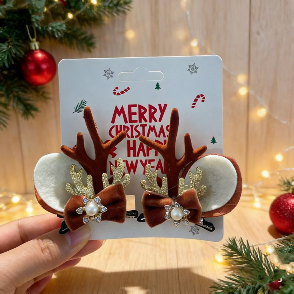 Unisex Christmas Reindeer Hair Clips for Festive Holiday Styling