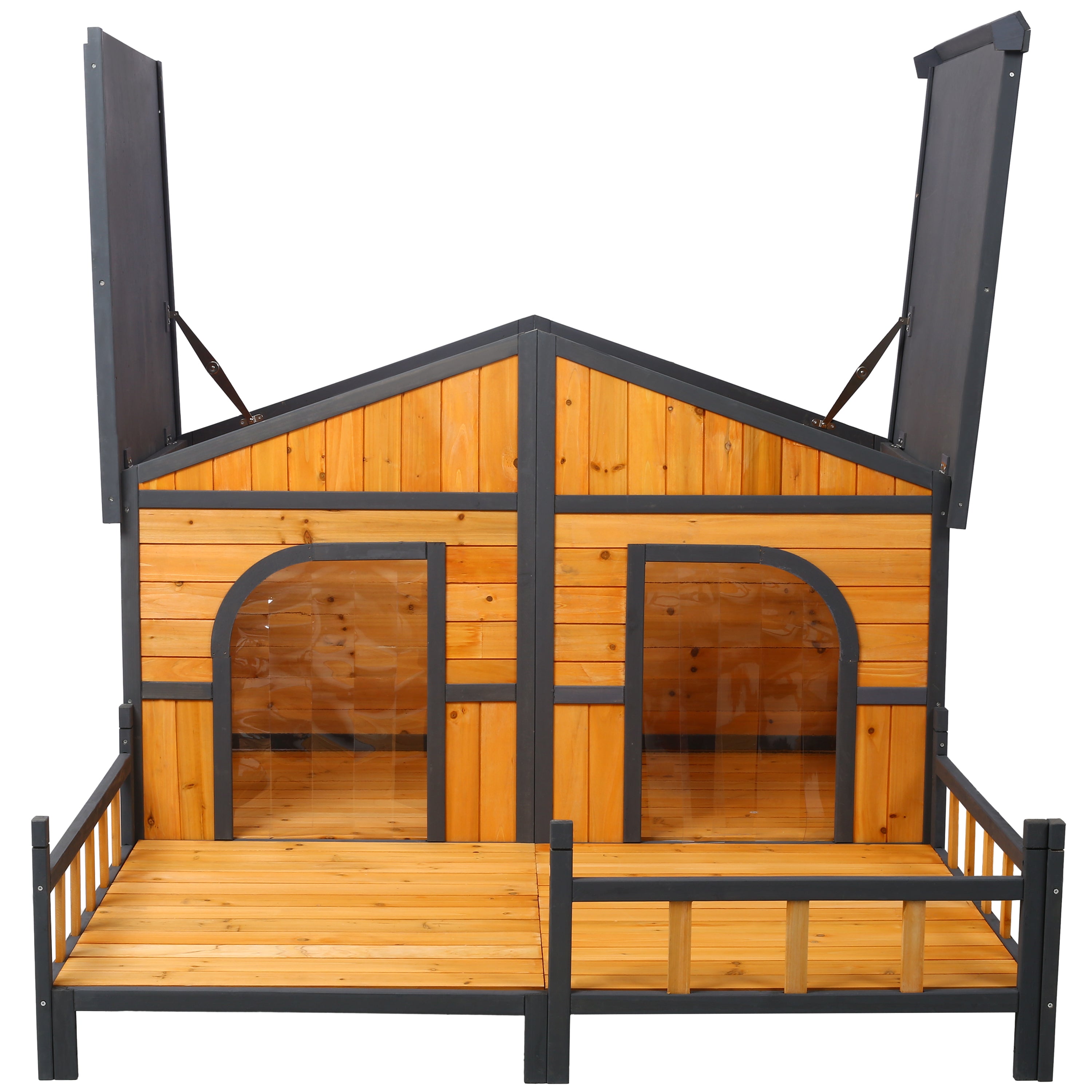 Grande maison de chien en bois extérieur Double XL Kennel de chien avec plancher élevé et porche