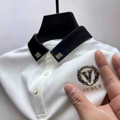 Lapel T-shirt manches courtes Polo polyvalent Hommes