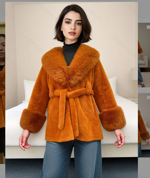 Automne Hiver Eco-friendly Faux Fur femmes Manteau mi-long