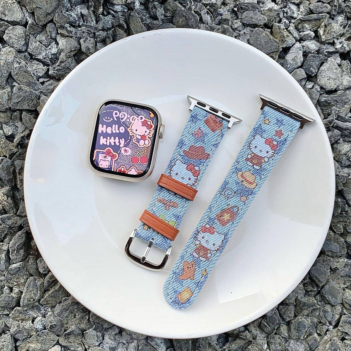 Bracelet de montre denim de dessin animé pour Smartwatches Bracelet IWatch