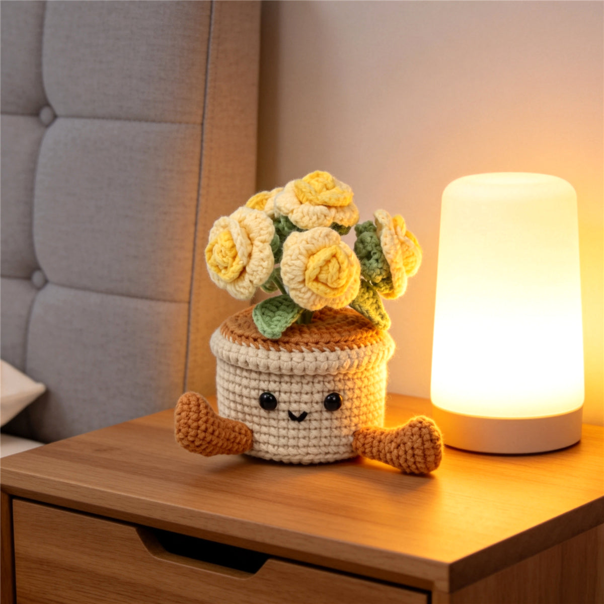 Crochet fait main multi coloré Rose Pot ornement Set de fil doux Everlasting Crochet Rose Bl