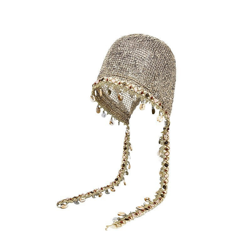 Chapeau en cuir pour femmes en forme de coquille