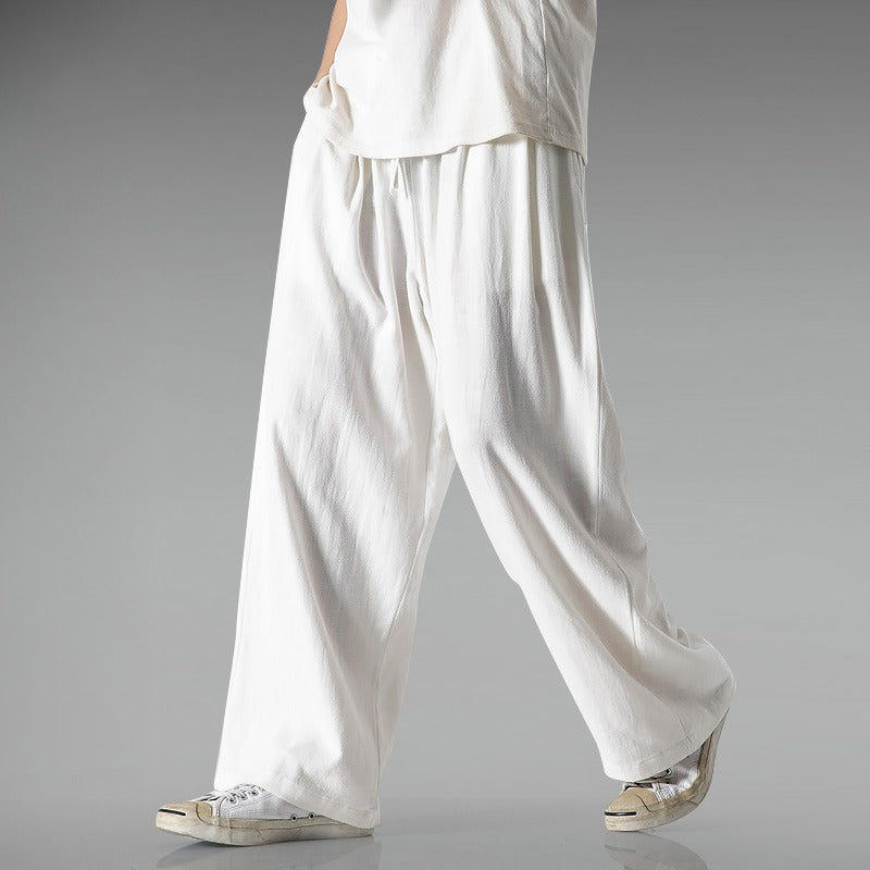 Léger Respirant Été Plus Taille Loose Droite Large Jambe coton et Lin Casual Pa