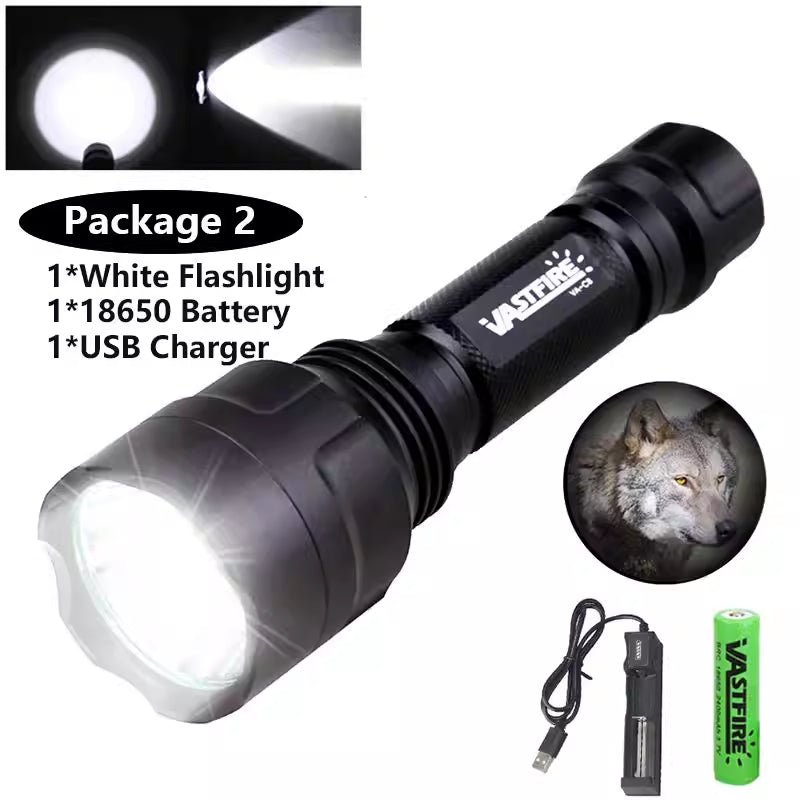 Puissante lampe de poche rouge C8 Tactical Vert Rouge Torche blanche