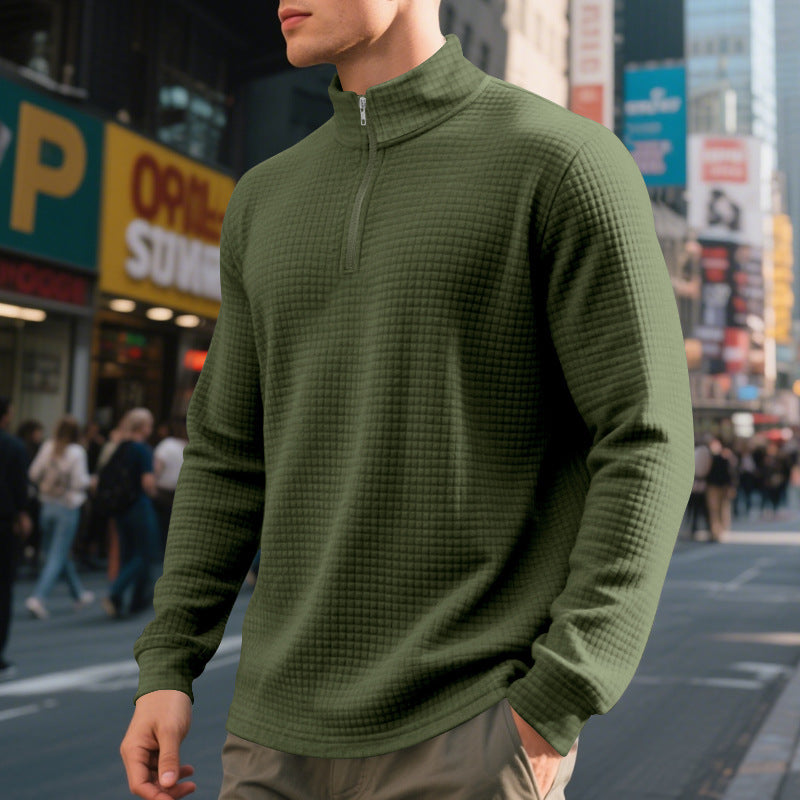 European And American Fashion Half Zipper Small Square Sweepshirt Hommes Printemps Et Automne