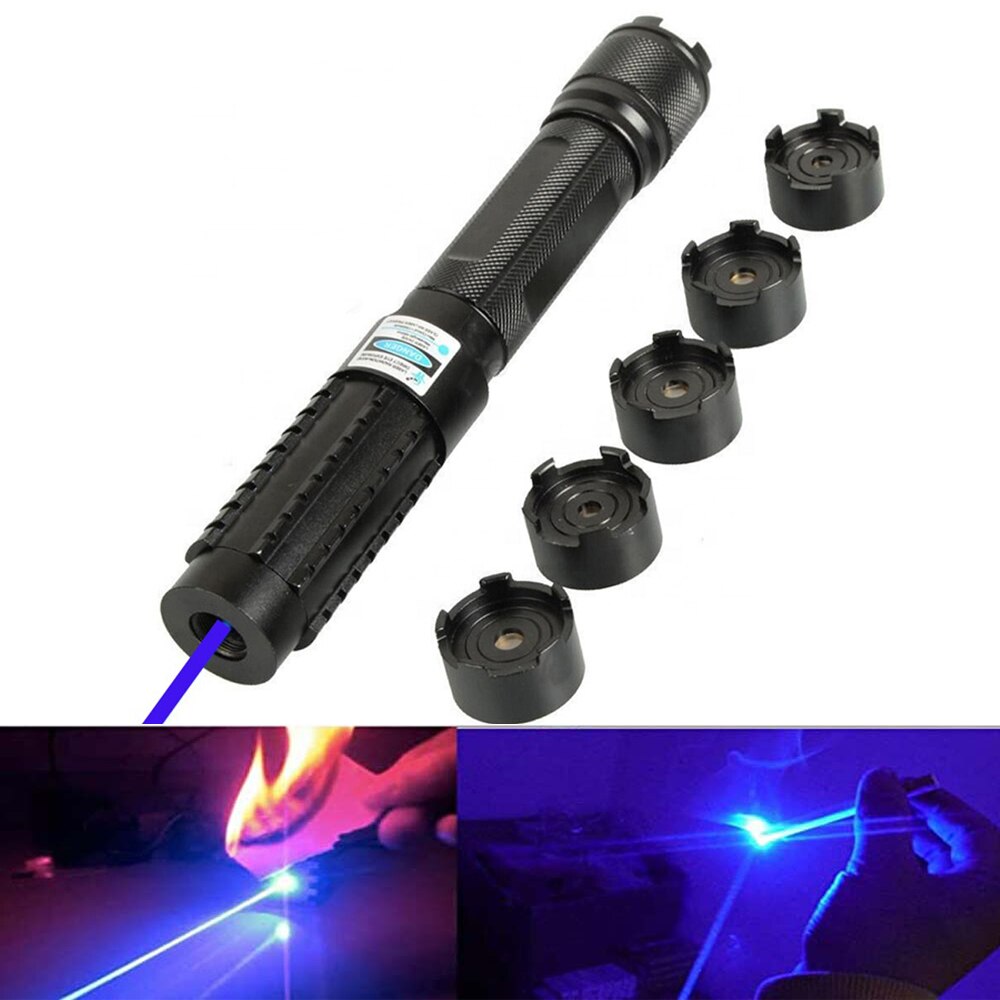 Lampe de poche haute puissance laser bleu puissant lampe de poche Burn Match Burn Cigars légers bougie 450