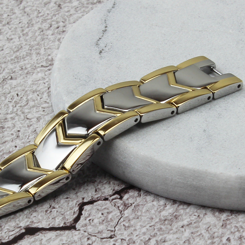 Bracelet magnétique à double rangée en or