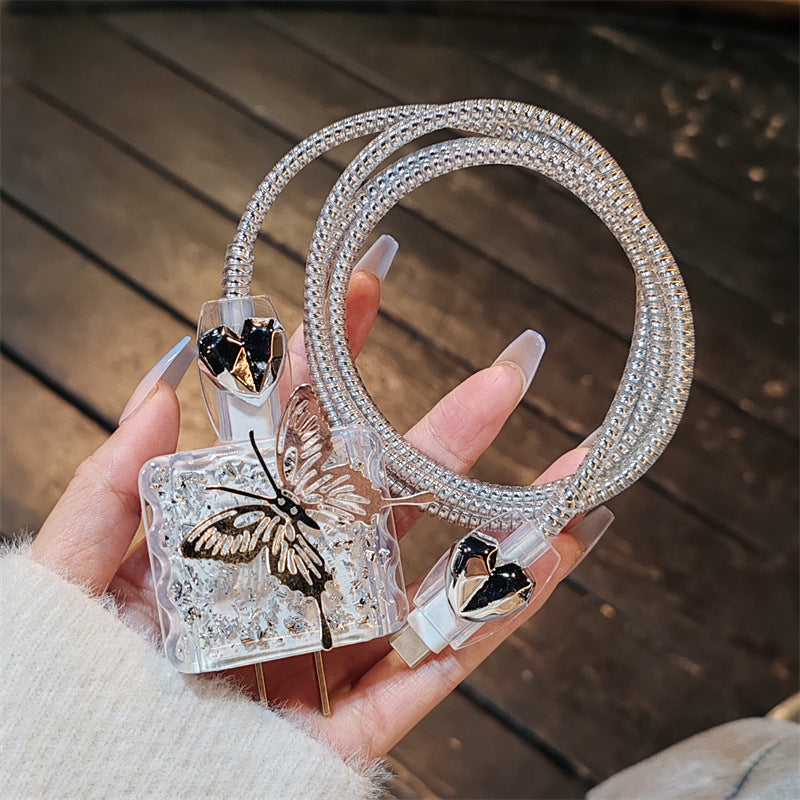 Three-dimensional butterfly USB cable protector sleeve