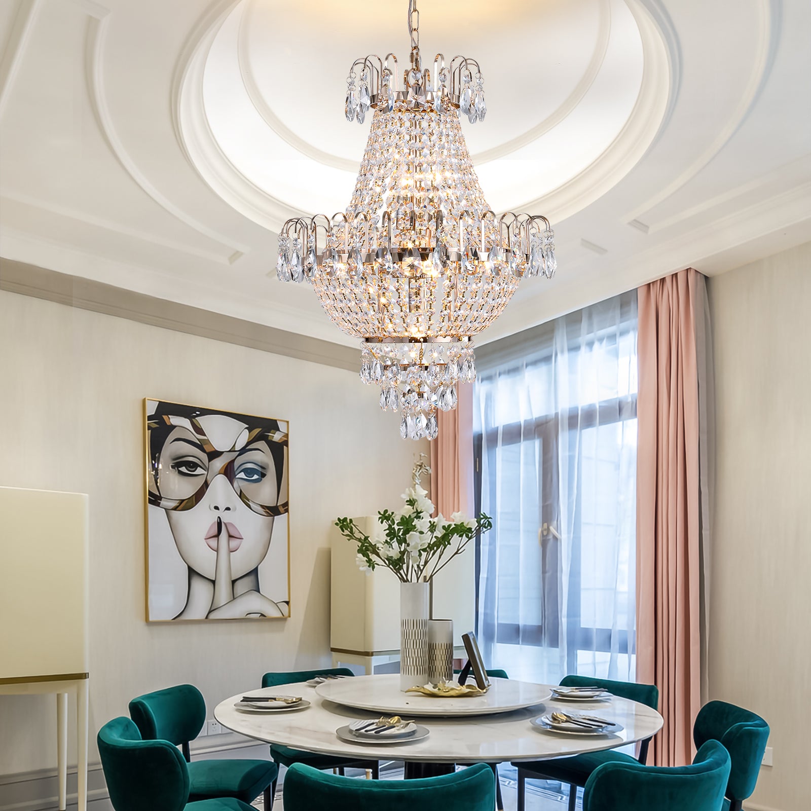 (Même que W1340102270/L5003) Chandéliers en cristal doré
