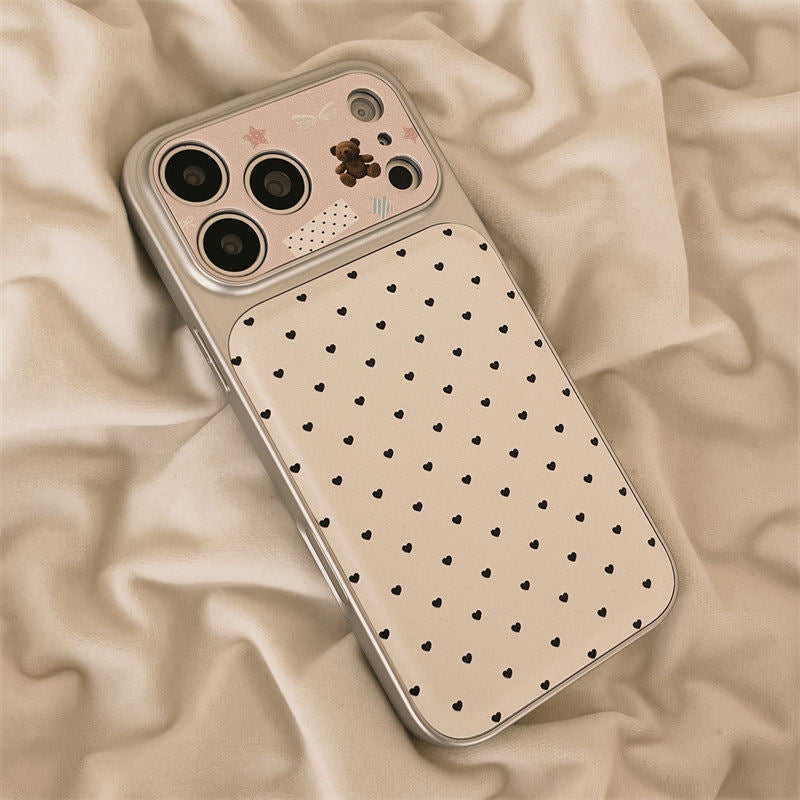 Authentic Suede Heart and Bear Phone Case