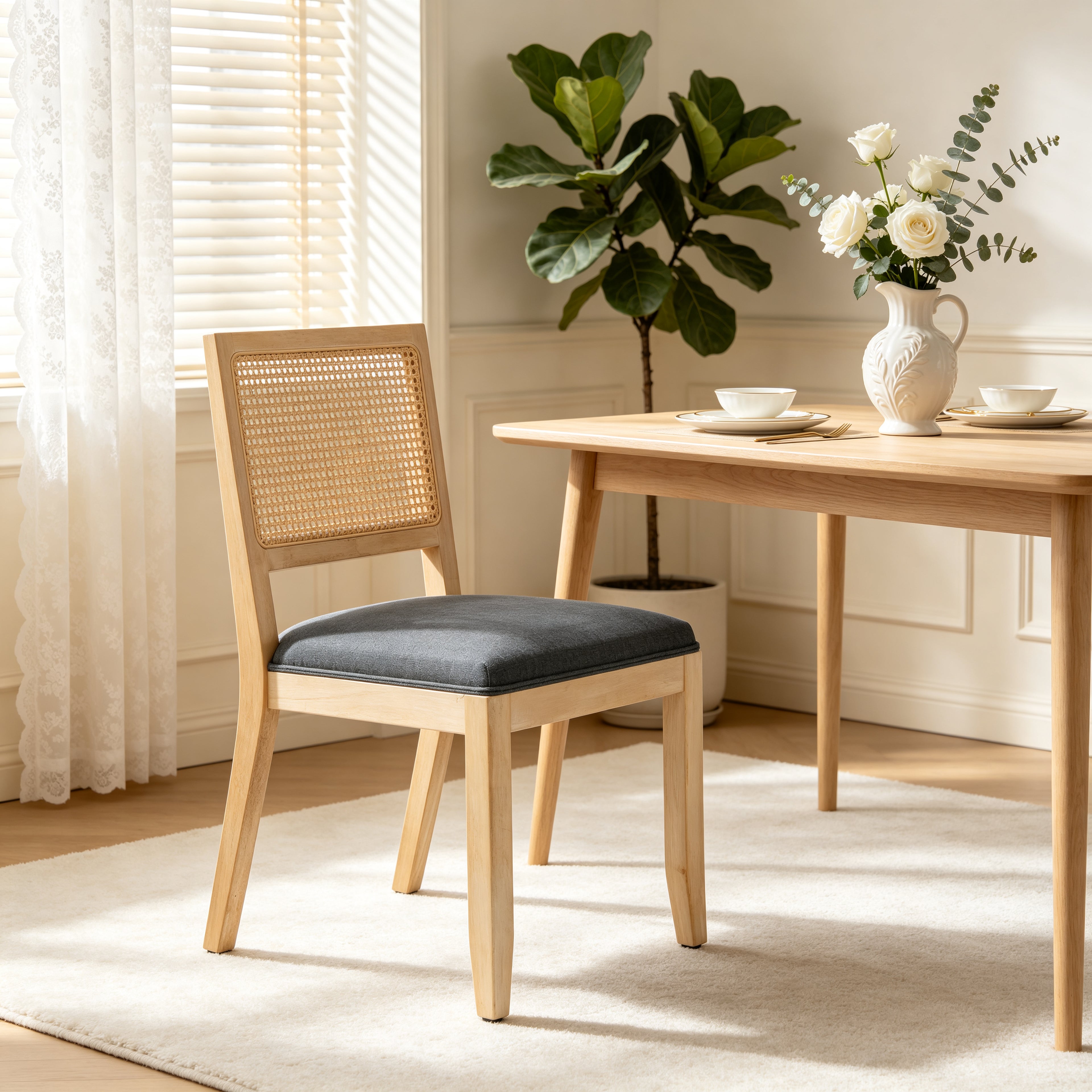 Agritourisme Rattan Chaises à manger Ensemble de 2