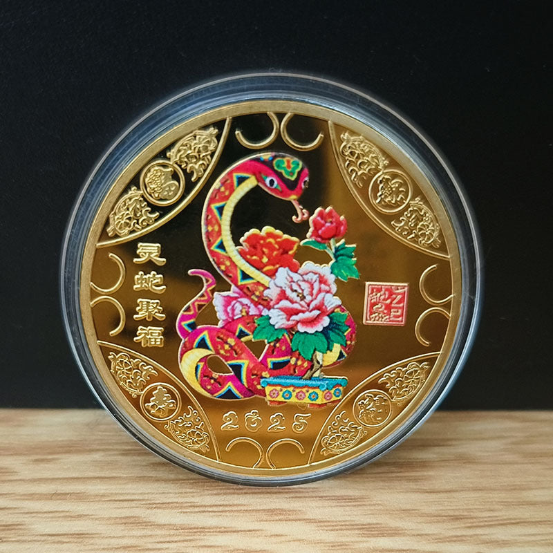 Snake Année Commemorative Médaille Couleur Or plaqué Argent plaqué
