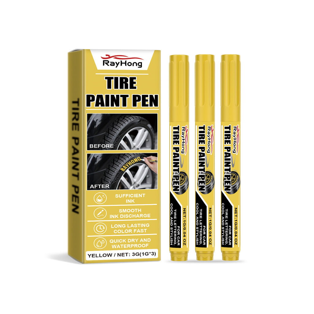 Rayhong Jaune Voiture Pneu Pen Peinture Voiture Pneu Art Peinture Imperméable à longue durée à base d'huile