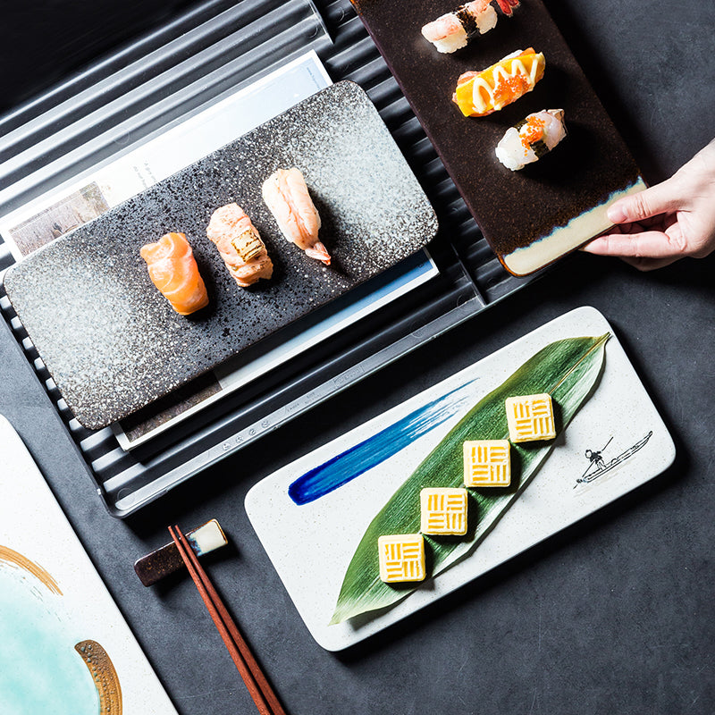 Céramique rectangulaire Sushi Platter japonais