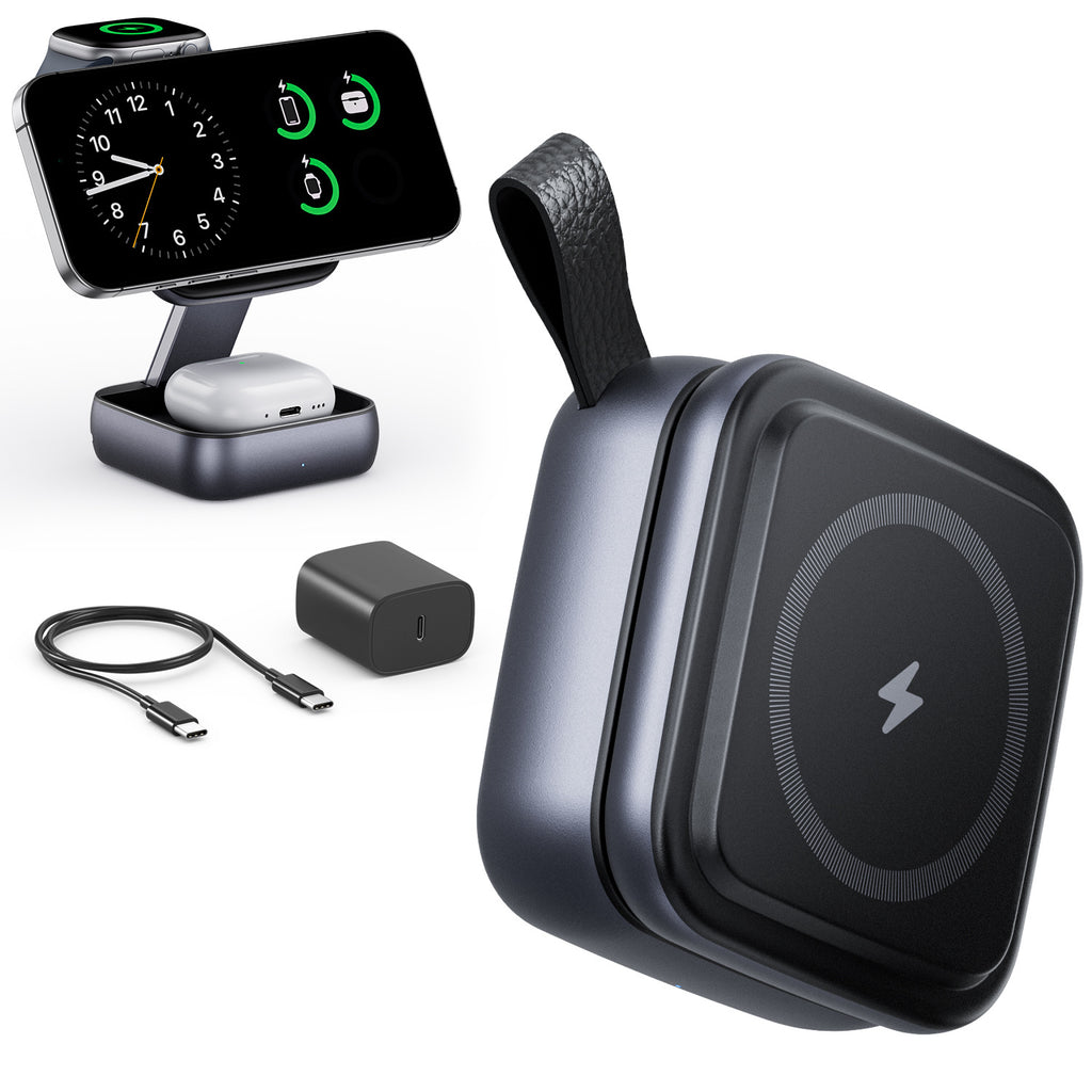 Support pliant multi-fonction de bureau avec chargeur sans fil magnétique fort