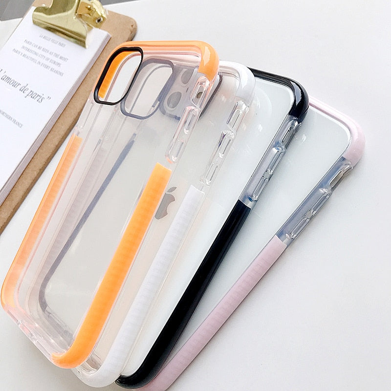 Boîtier de téléphone anti-goutte transparent en silicone bicolore