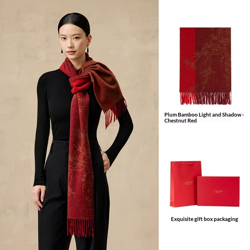 Femmes Merino Laine Jacquard Épaisseur haut de gamme Col d'hiver chaud