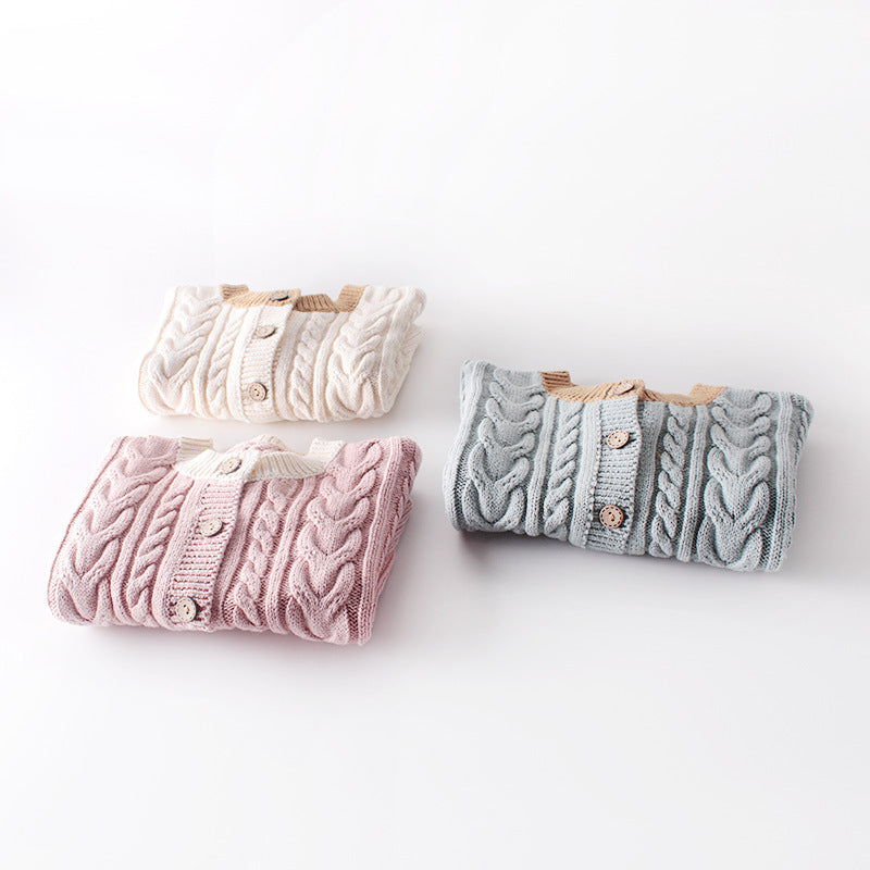 Chandail d'enfant Twist Knit Coat Top Cardigan tout-match