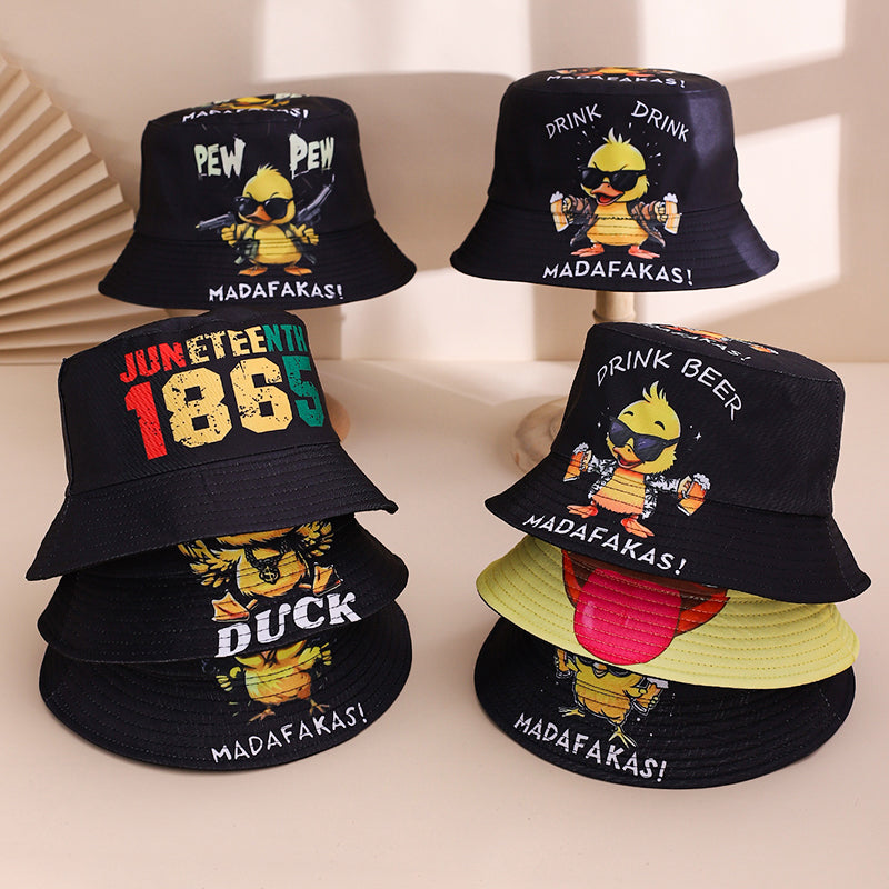 Men's and Women's Multi-usage Imprimé en forme de lettre style Canard jaune Casual Fisherman H